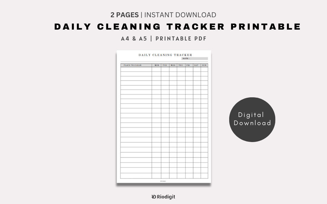 Daily Cleaning Tracker Printable