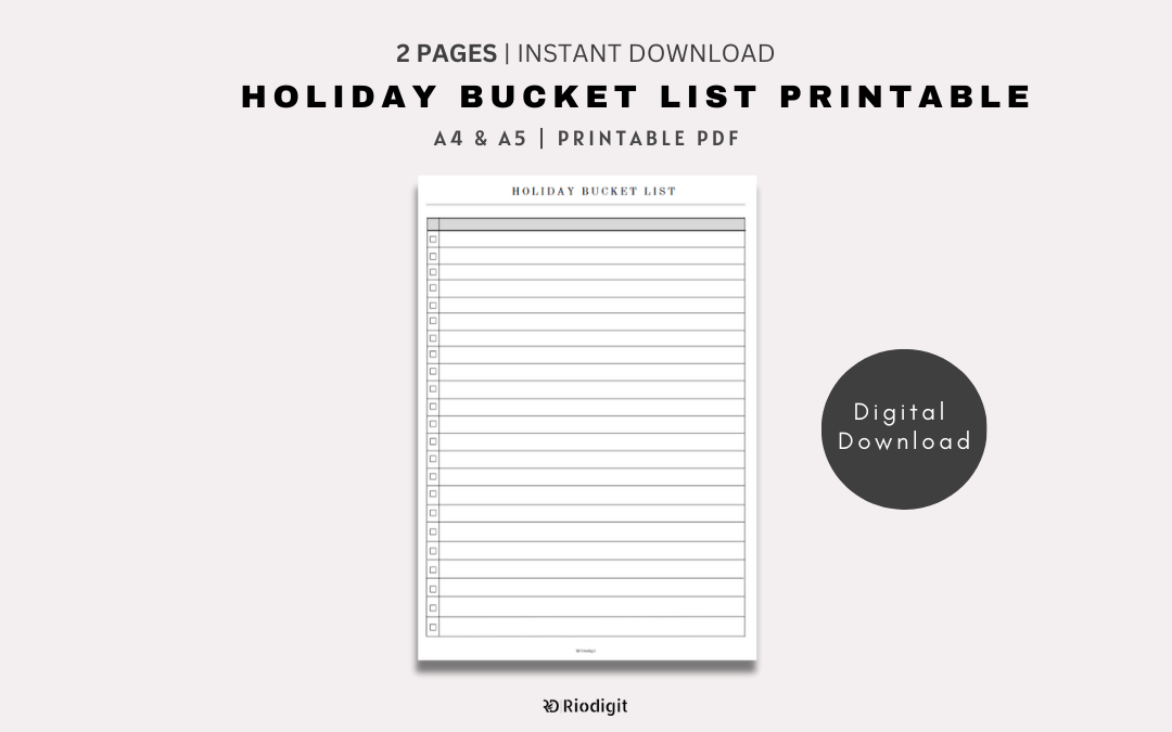 Holiday Bucket List Printable