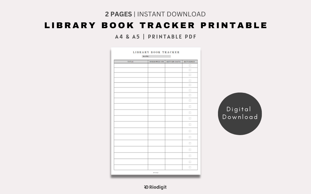 Library Book Tracker Printable