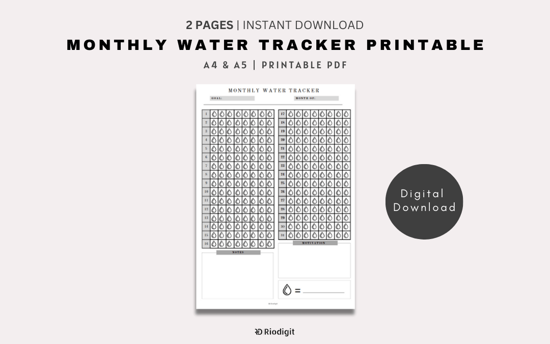 Monthly Water Tracker Printable