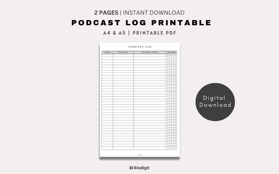 Podcast Log Printable