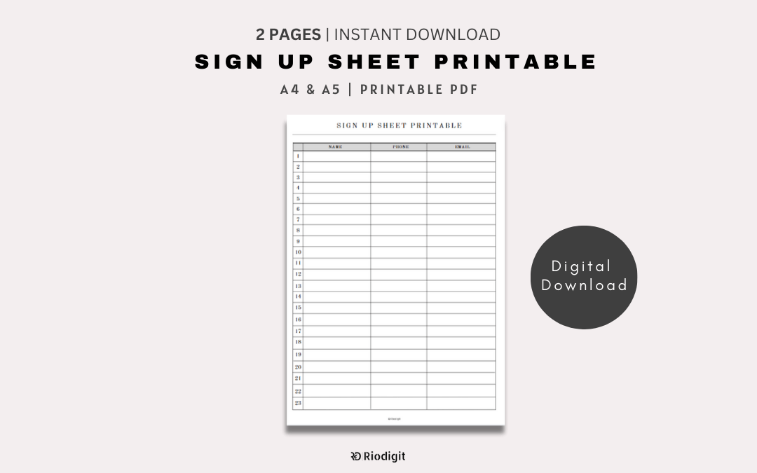 Sign Up Sheet Printable Images