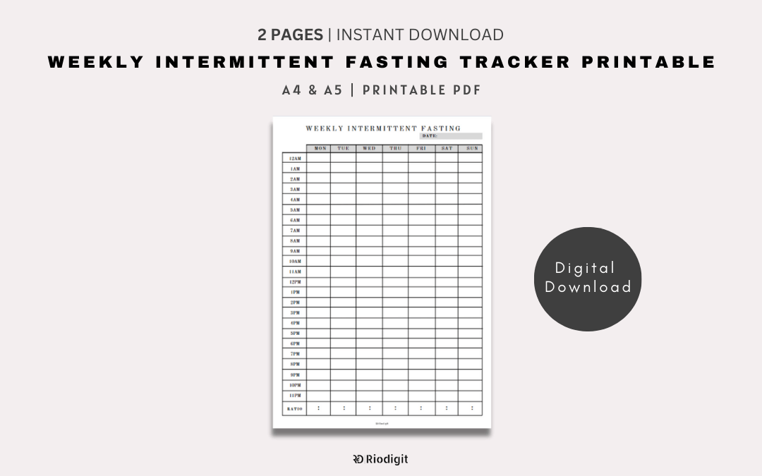 Weekly Intermittent Fasting Tracker Printable