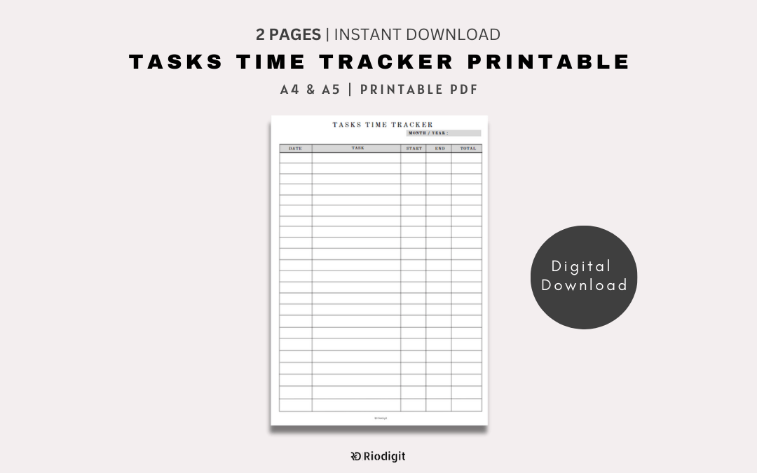 Tasks Time Tracker Printable