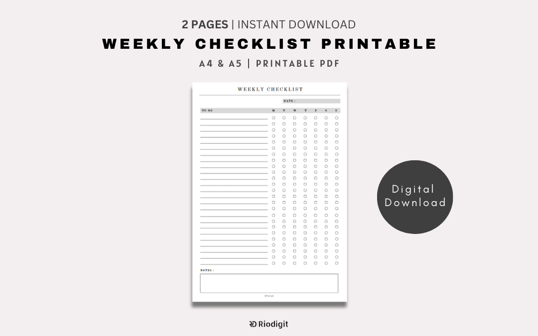 Weekly Checklist Printable