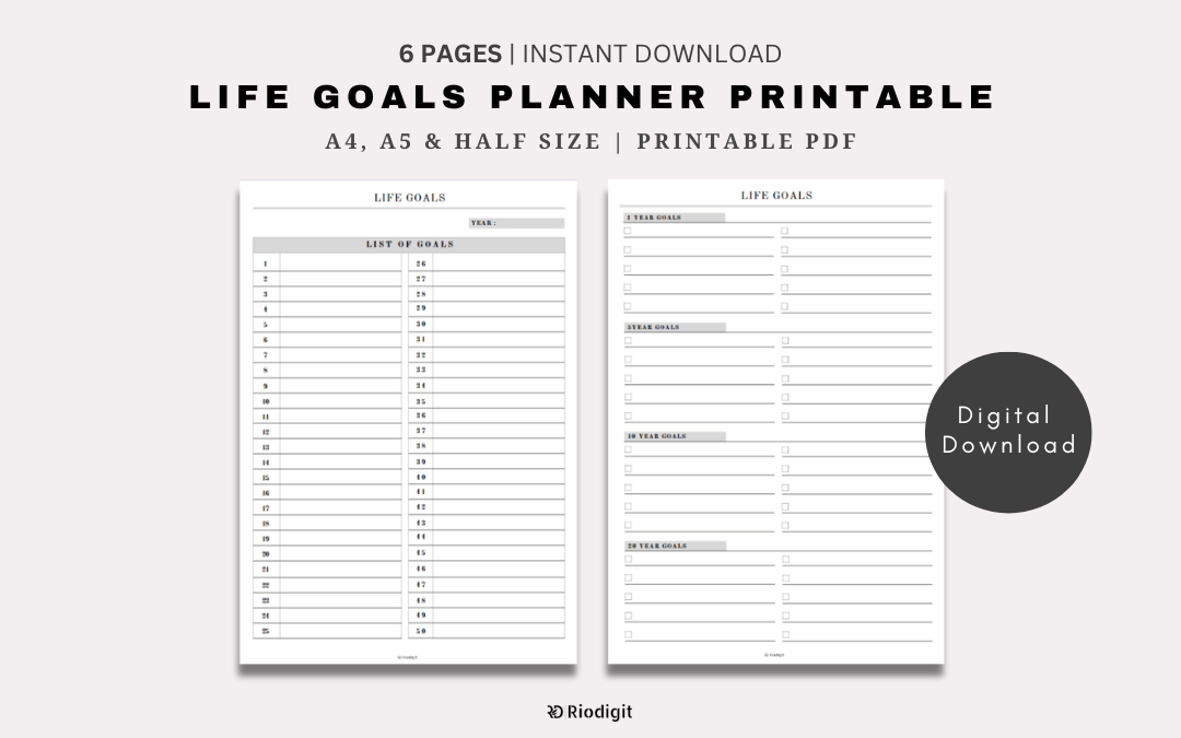 Life Goals Planner Printable