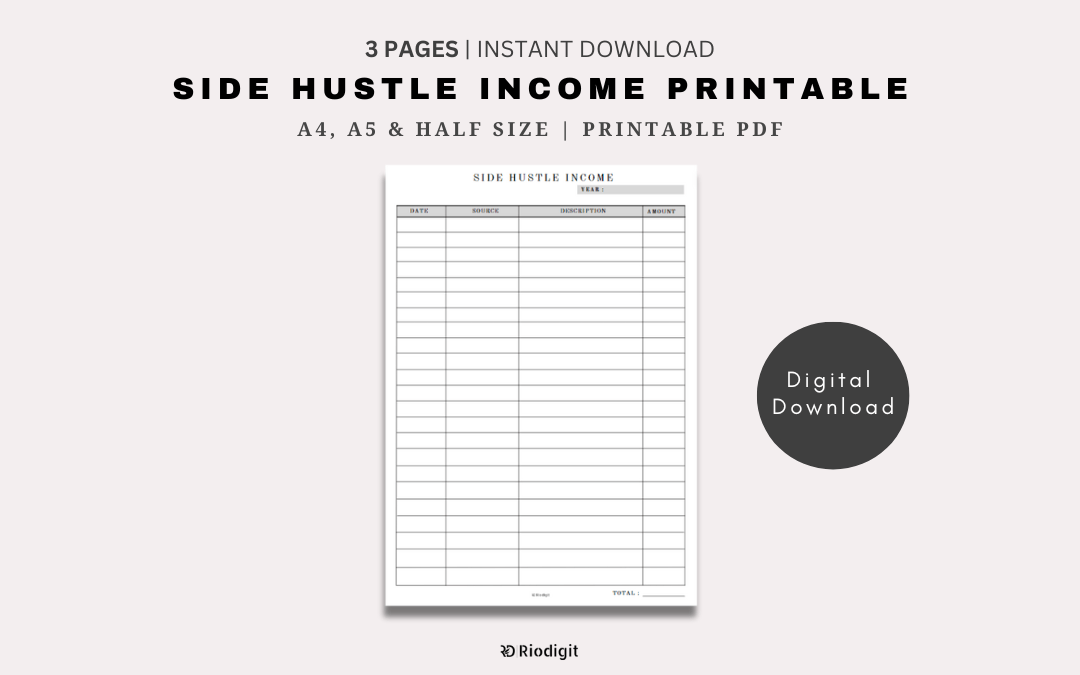 Side Hustle Income Printable