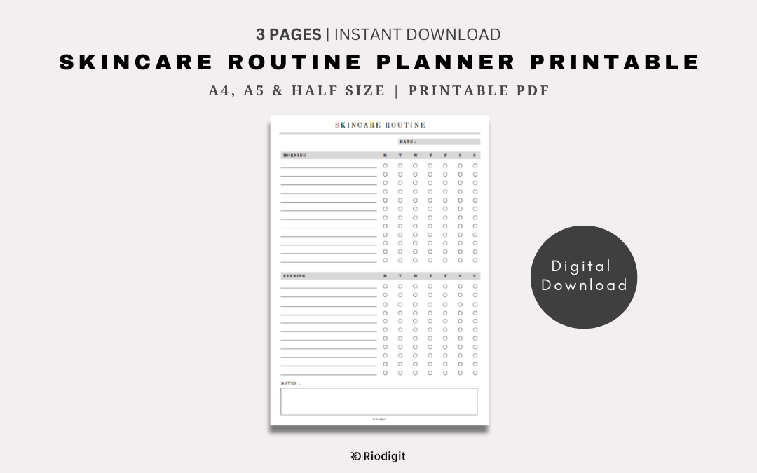 Skincare Routine Planner Printable