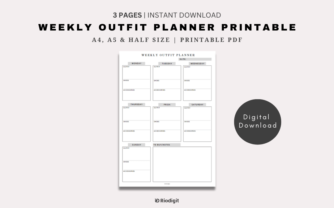 Weekly Outfit Planner Printable