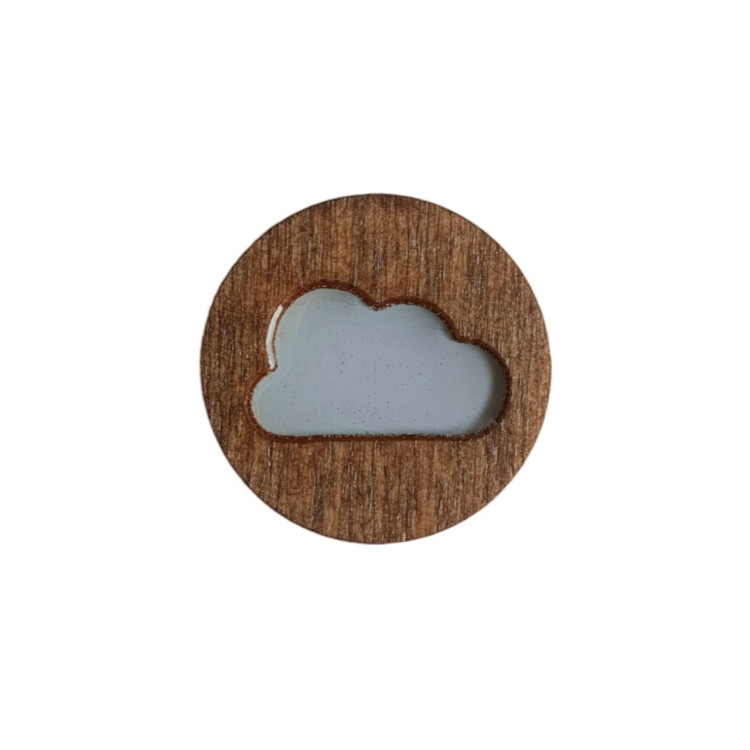 Wooden magnetic needle minder with white cloud design