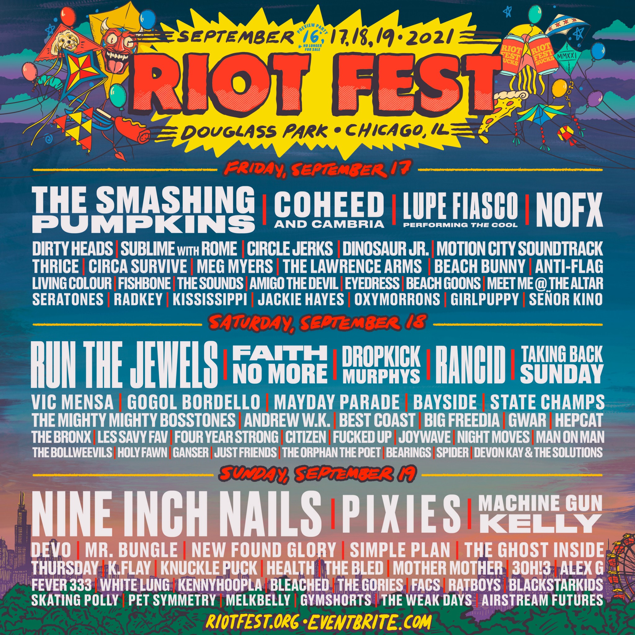 Chicago's biggest music festival returned over the weekend. Daily Lineups Are Here! More Bands Announced for Riot Fest