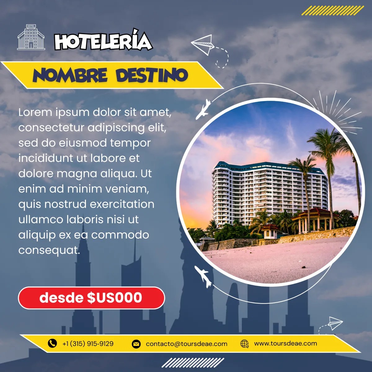 Diseño de pieza grafica de instagram para Extremo a Extremo Agencia de Viajes