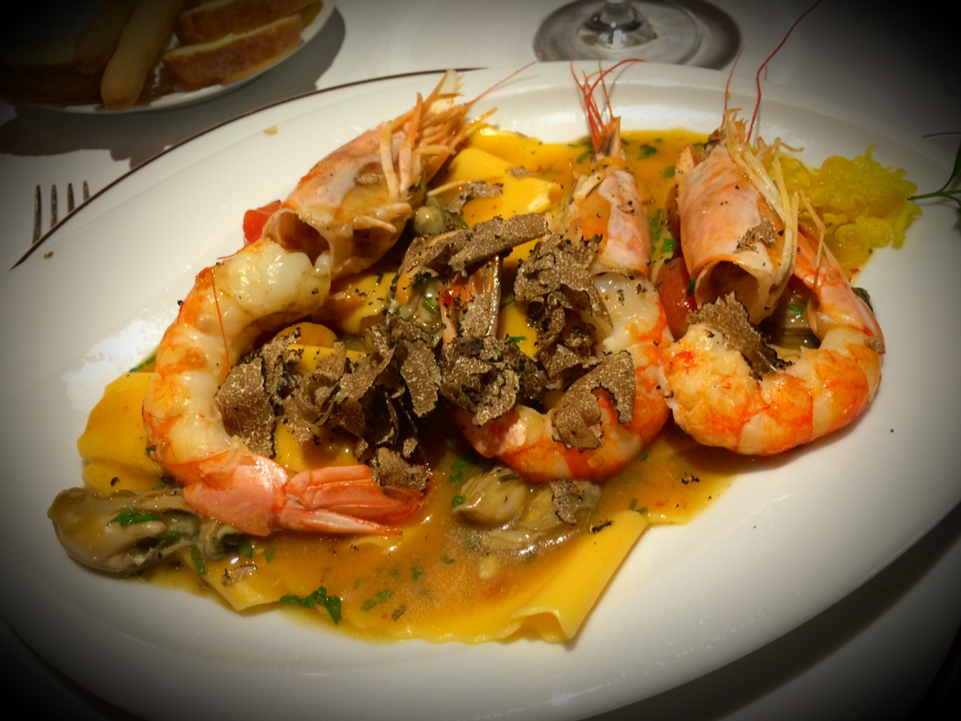 Lasagnetta aperta con Gamberoni e Tartufo