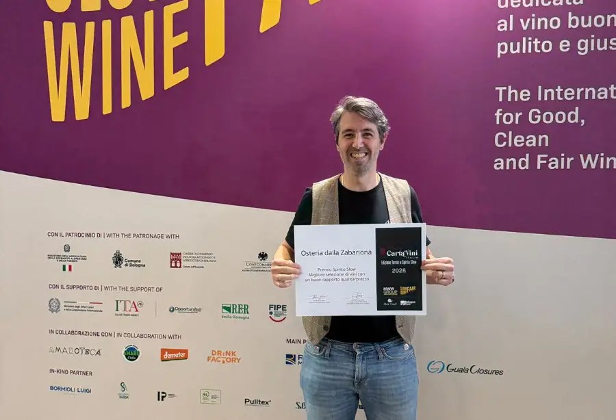 Osteria Dalla Zabariona premiata da Slow Food alla Slow Wine Fair per la carta dei vini