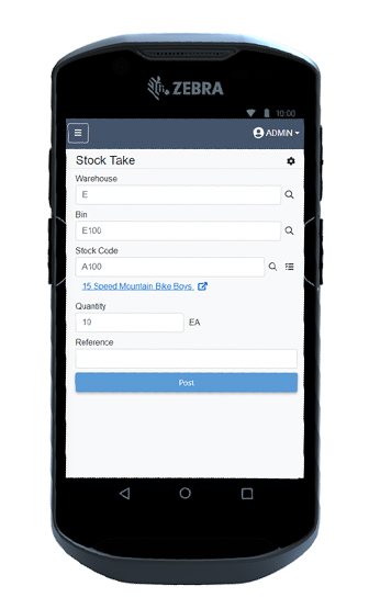 Automate your stock takes or cycle counts and update SYSPRO on the spot with barcodes.