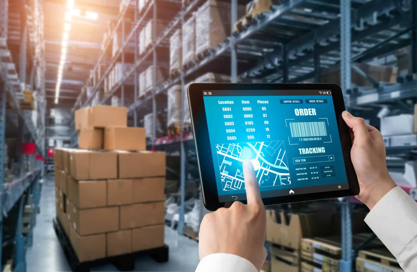 Warehouse Inventory Management software in computer for real time monitoring of goods package delivery .
