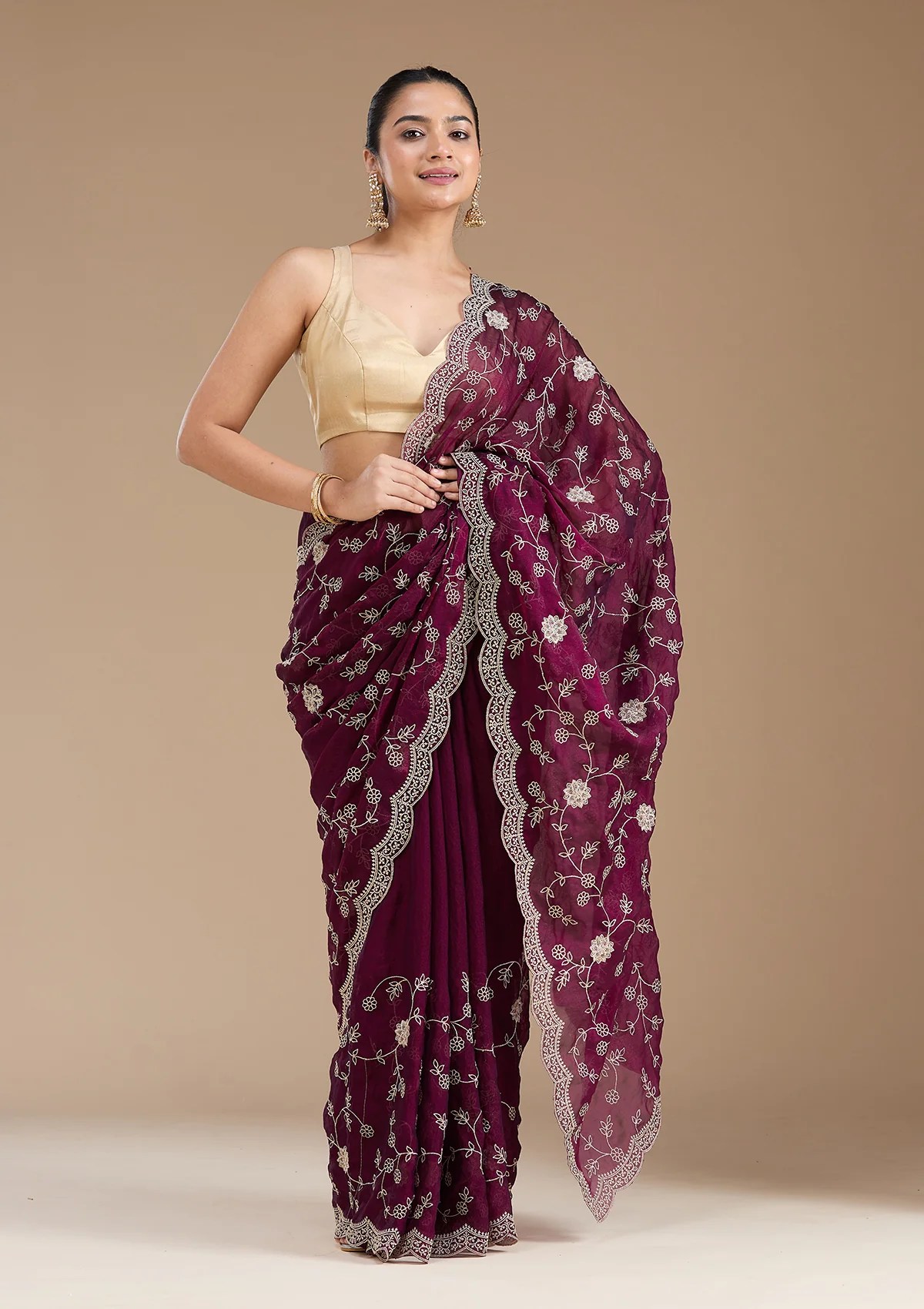 Contrast Blouse Saree