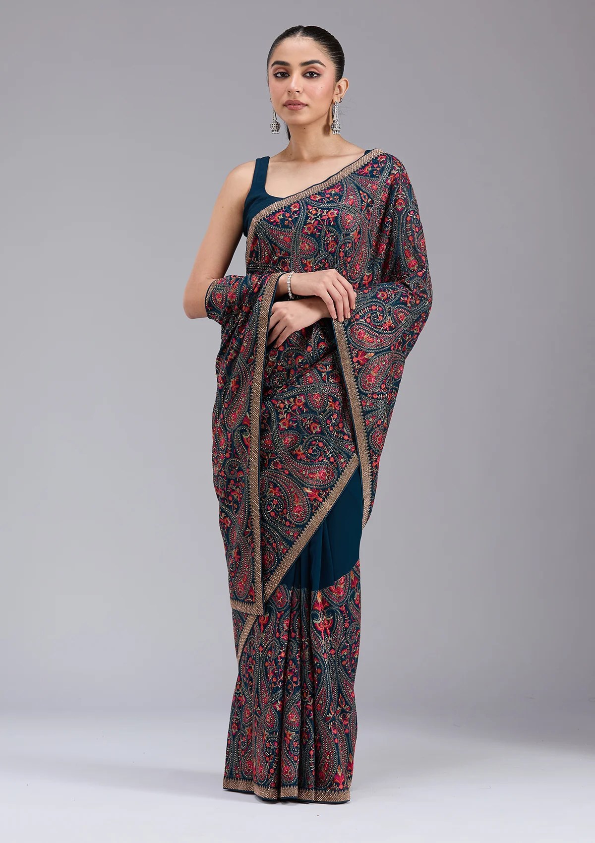 Multi Color Embroidery Saree