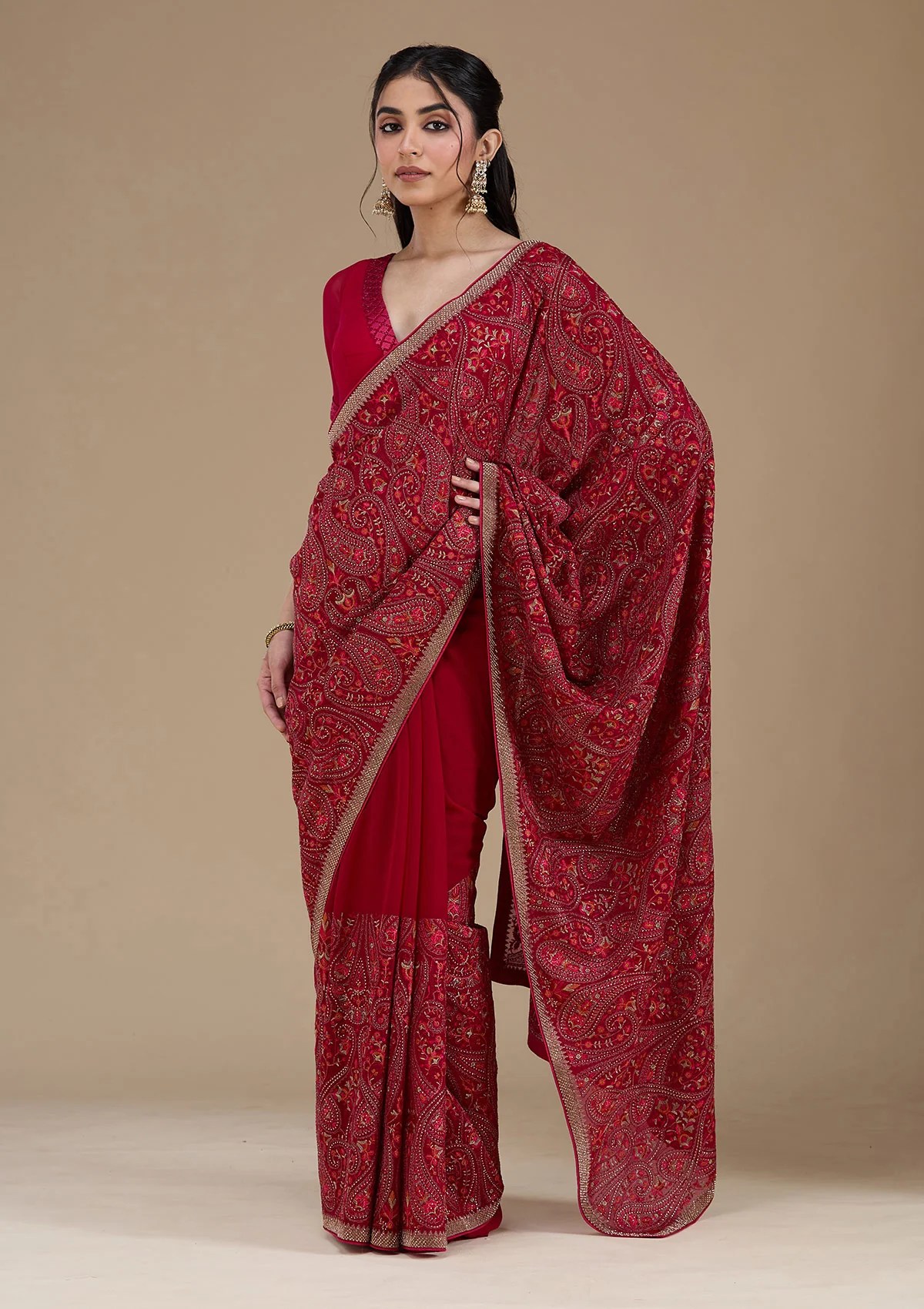 Saree with Sworowski work
