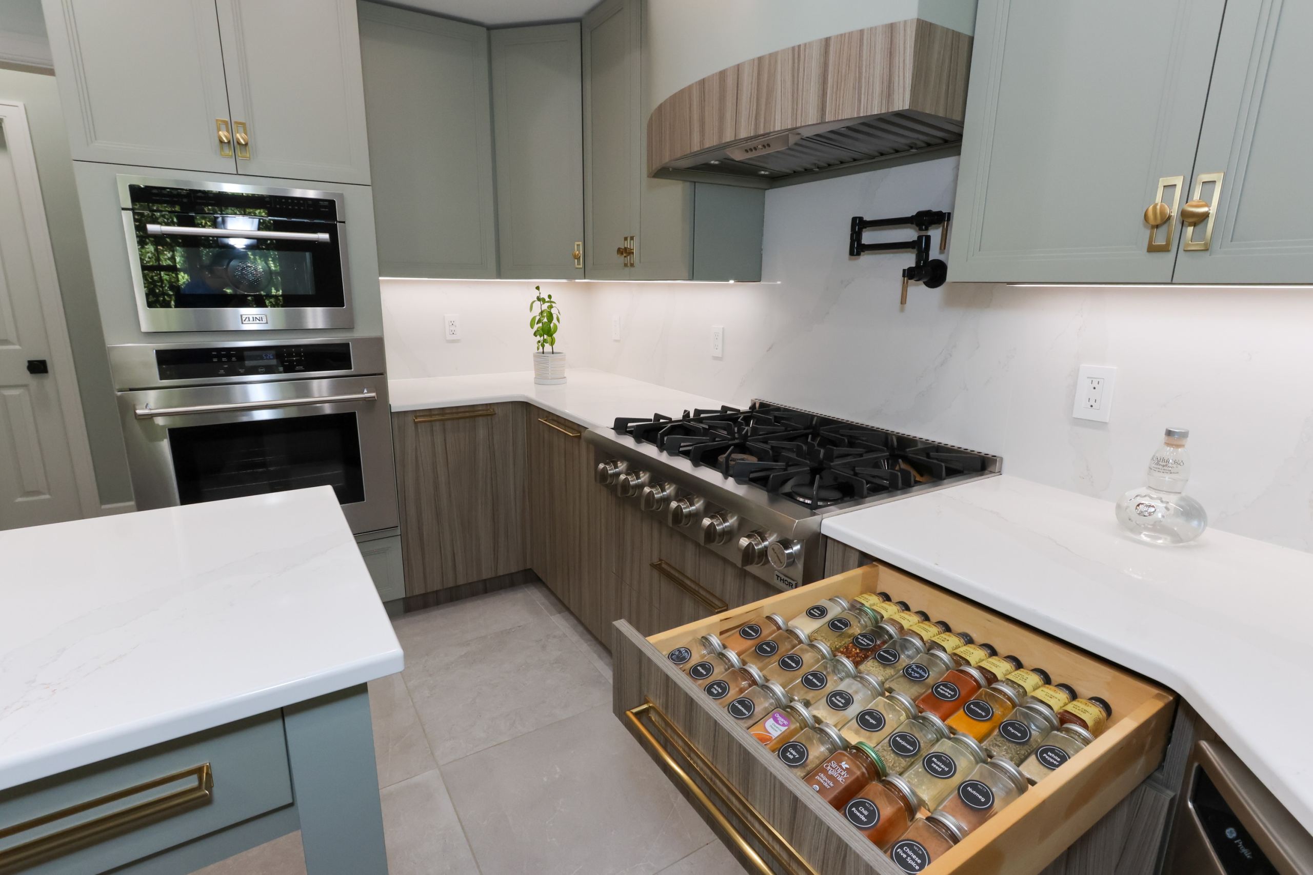 spice drawer in kitchen cabinet
