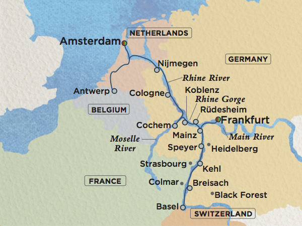 Map Of Rhine River Castles Rhine River Map B 