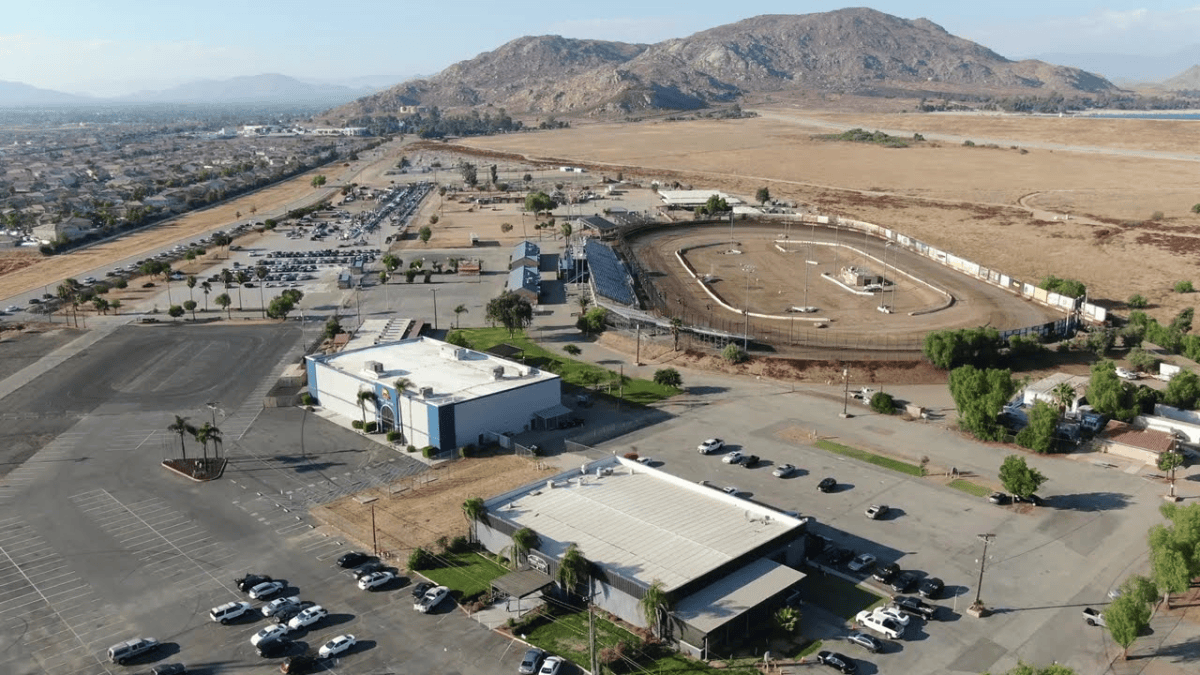 An aerial image of the Southern California Fairgrounds in Perris.