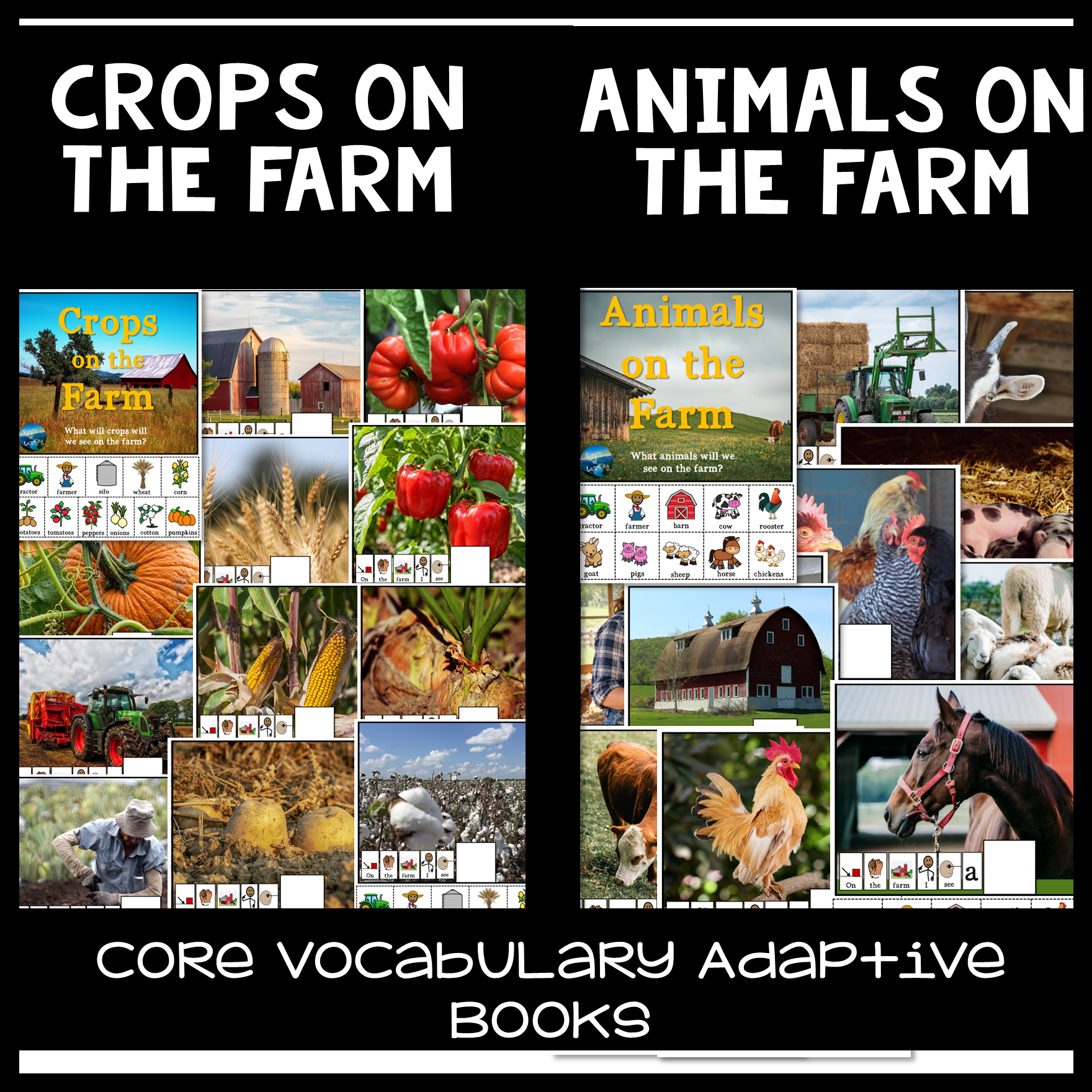 Farm Tractors Adaptive Books | Core Vocabulary & AAC | Special Education Autism