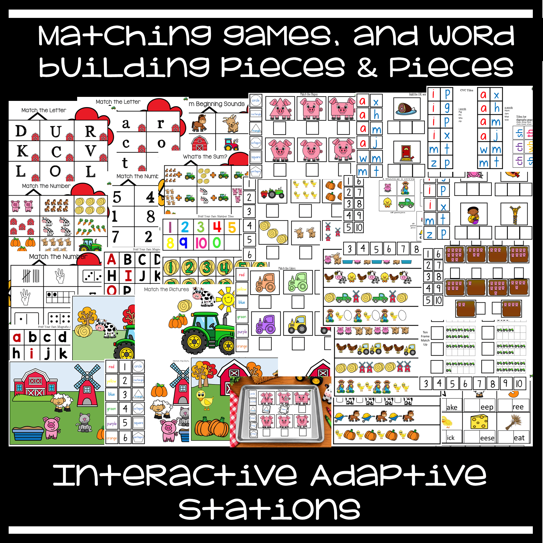 Farms Tractor Literacy Math Activities | Stations Autism | Special Education AAC