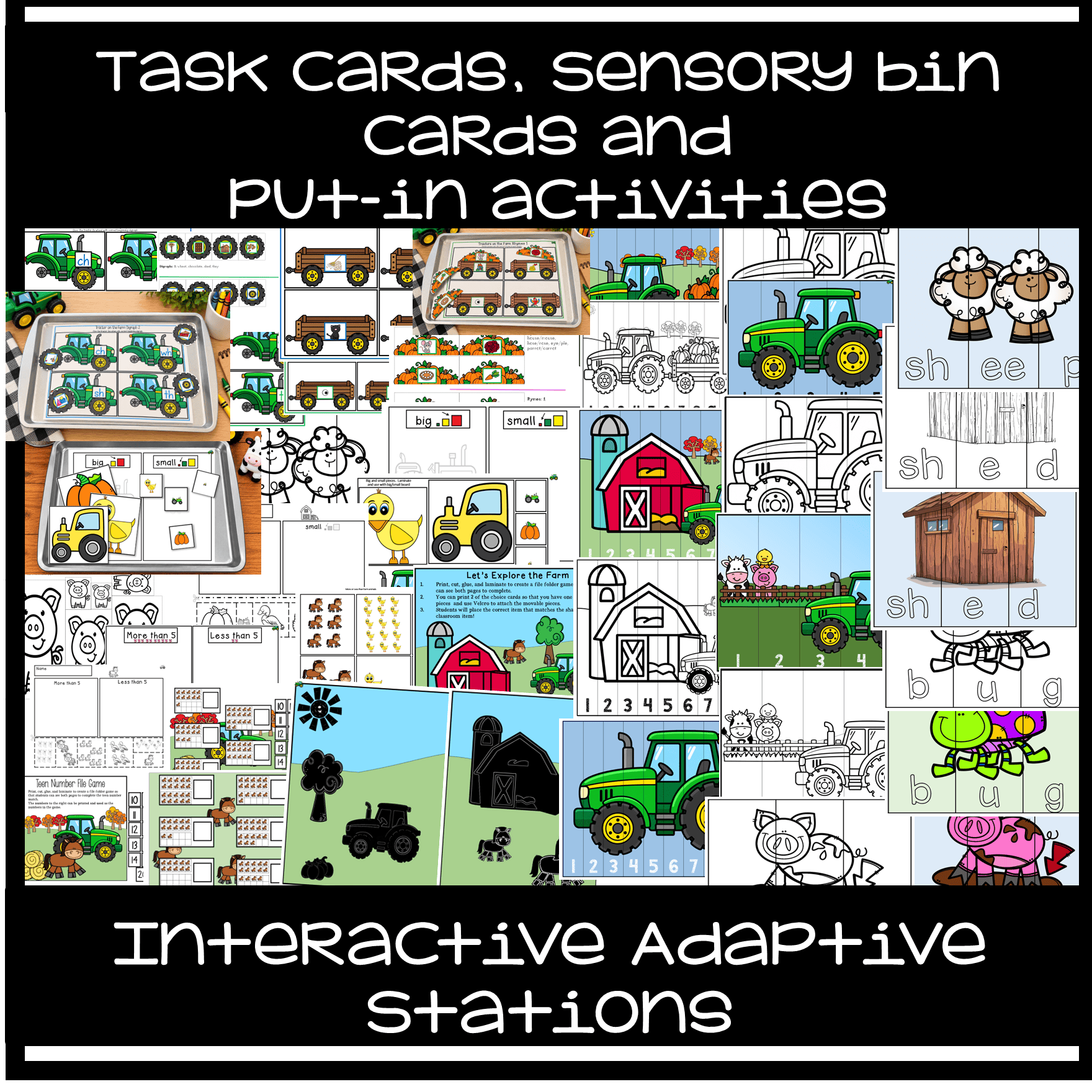 Farms Tractor Literacy Math Activities | Stations Autism | Special Education AAC