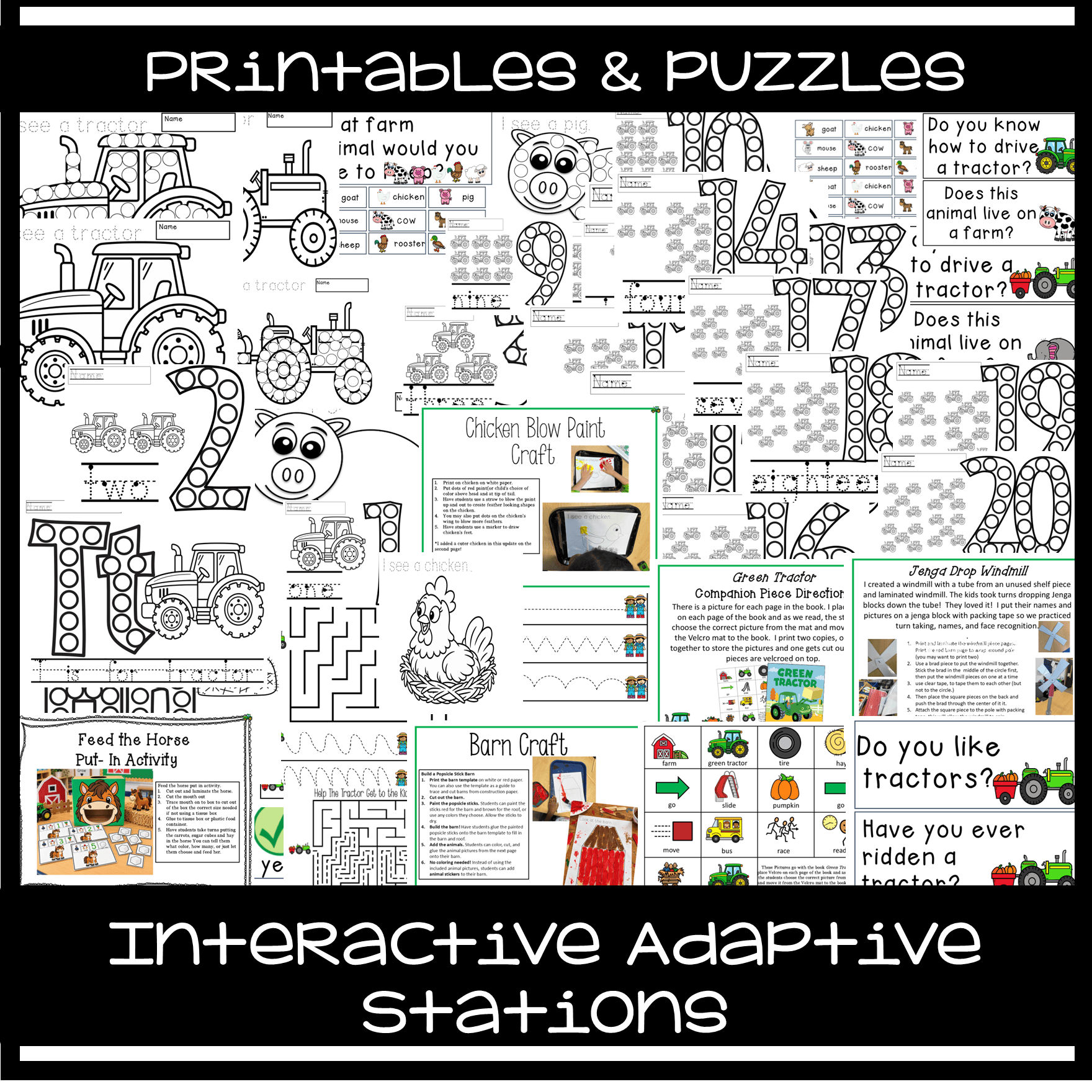 Farms Tractor Literacy Math Activities | Stations Autism | Special Education AAC