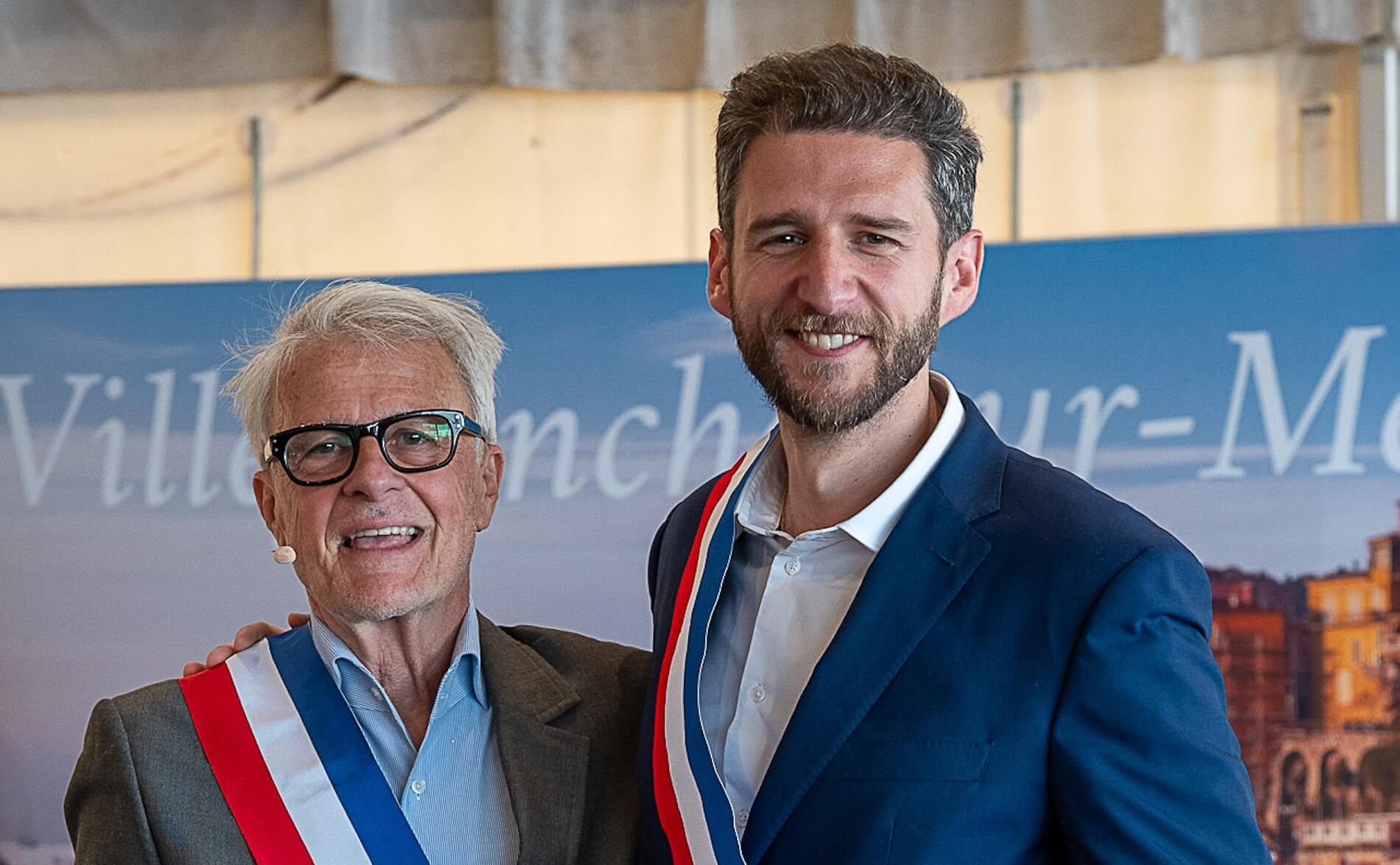 Robert Capelier et Bemjamin Bunger , Mayor and Deputy Mayor of Villefranche-sur-Mer