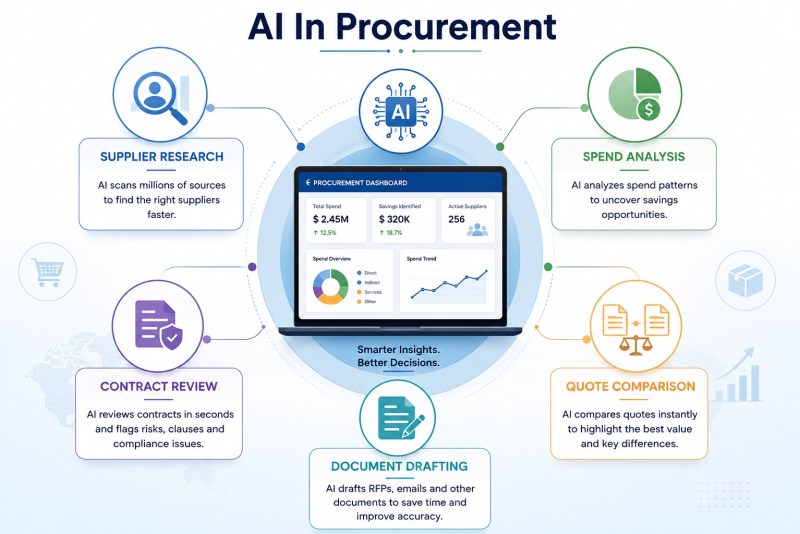 The main procurement processes being accelerated through AI technology.