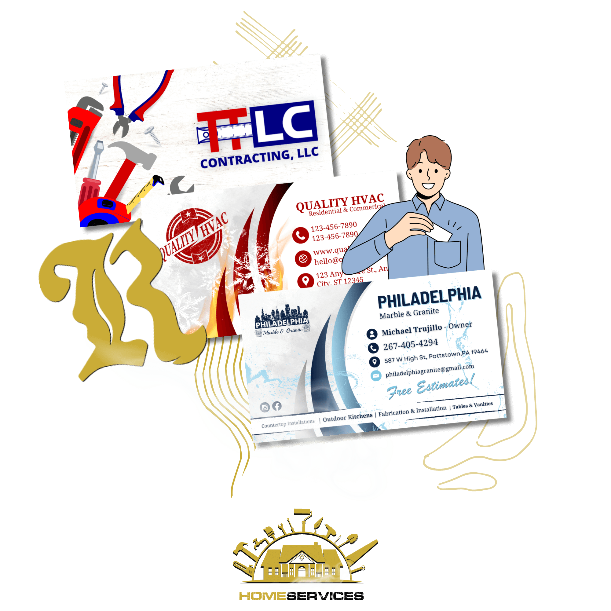 custom home service contractor business cards graphic hvac home improvement and granite installation example