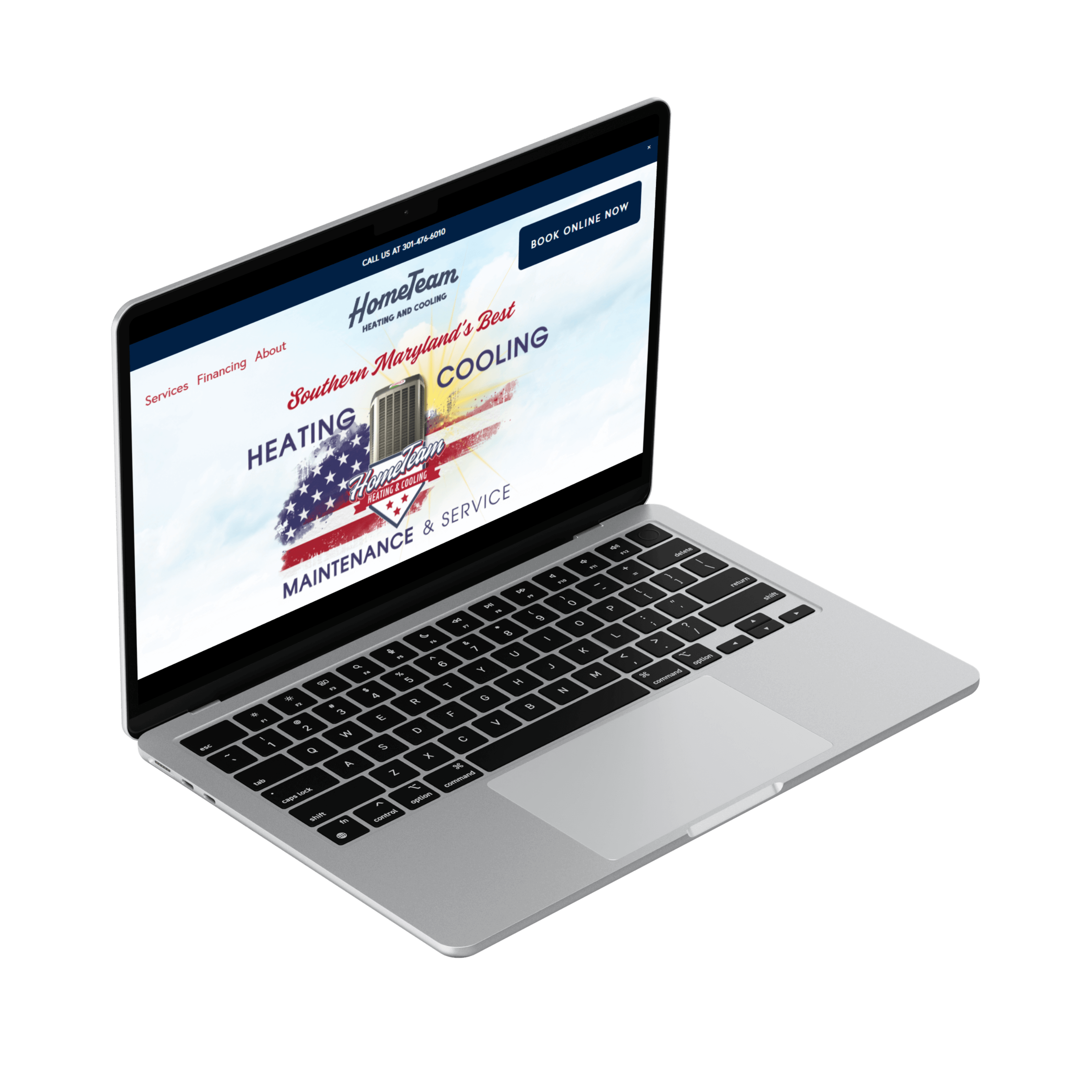 Website design services rl roberts 2 design llc home services website example hometeam heating and air in leonardtown md