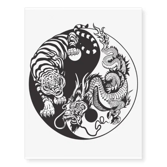 Dragon And Tiger Yin Yang Symbol Temporary Tattoos | Zazzle.com 540_x_540_webp