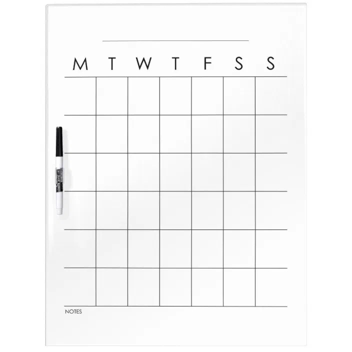 dry erase board monday start family blank calendar zazzle com