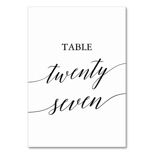 Elegant Black Calligraphy Number Twenty Seven Table Number | Zazzle.com