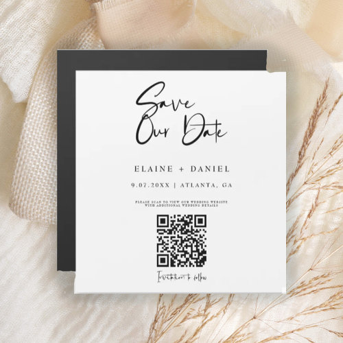 Top 10! Minimalist Script QR Code Save The Date Magnet