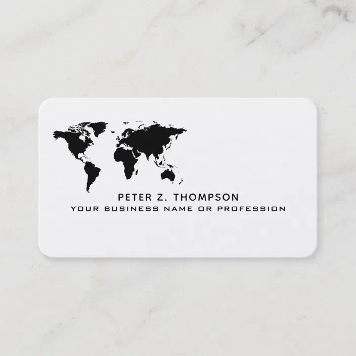 simple world map international trade black white business card zazzle com