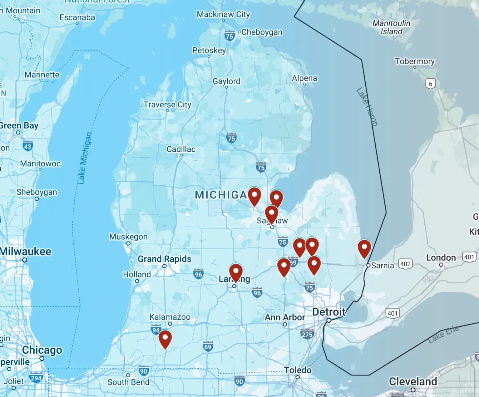 R.M. Refrigeration service area including Flint, Lapeer, and surrounding Michigan regions