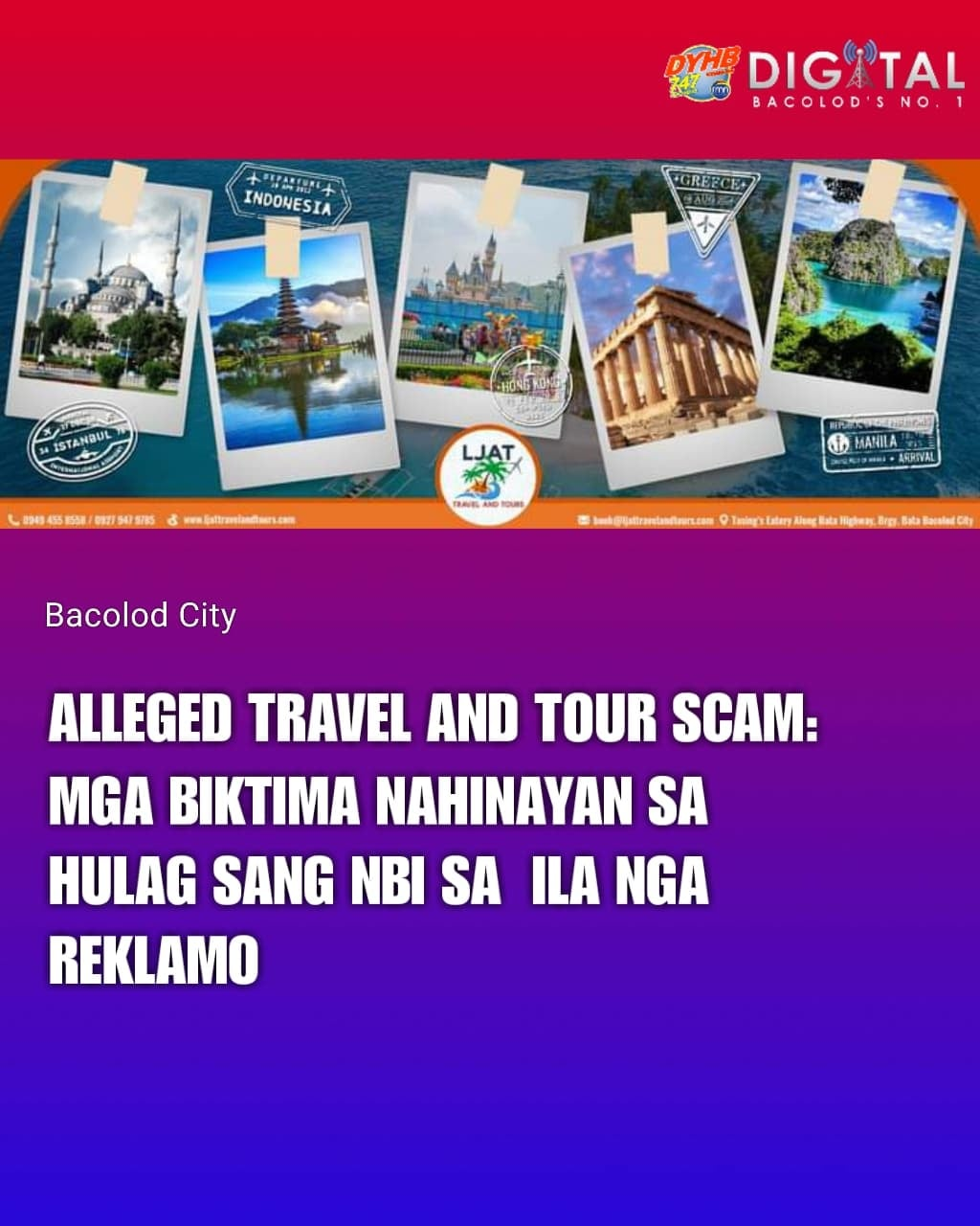 Mga biktima sang alleged travel ang tours scam nagreklamo sa mahinay nga pag-akto sang NBI