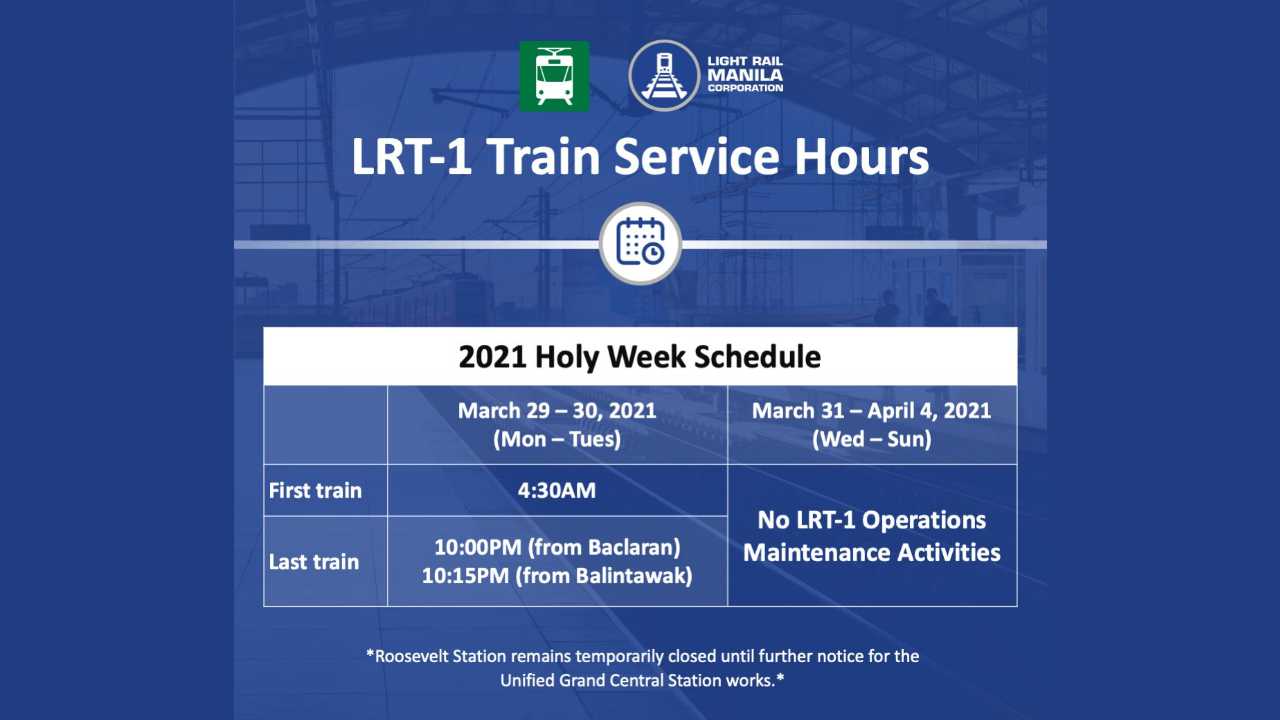 LRT-1 , nag-anunsyo na ng schedule ng kanilang biyahe sa Semana Santa