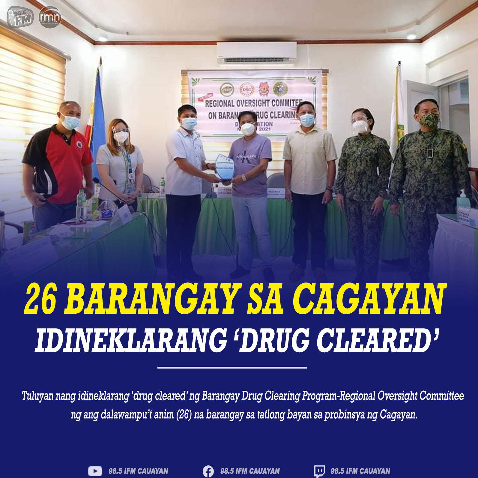 26 Barangay mula sa 3 Bayan ng Cagayan, ‘Drug Cleared’ na