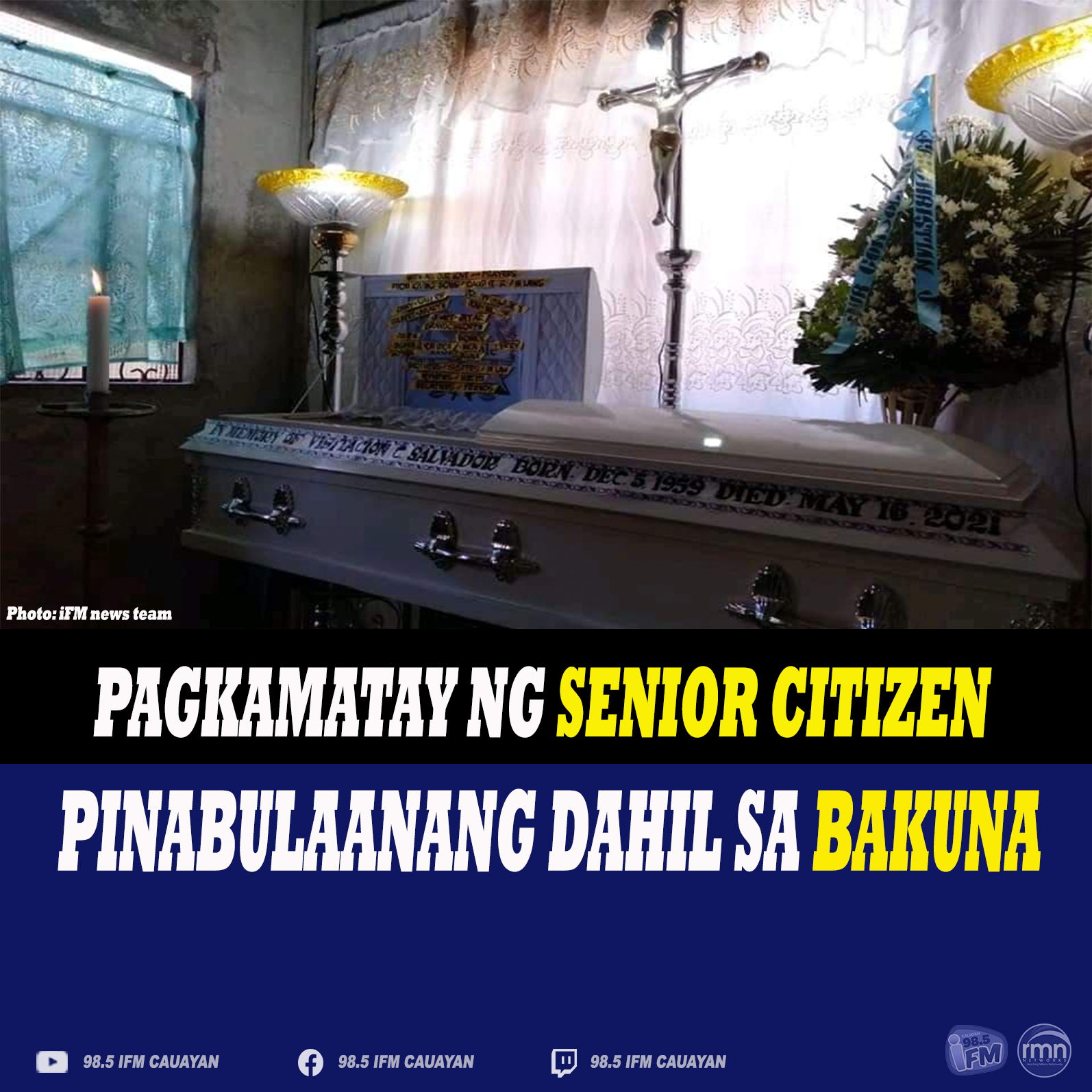 Pagkamatay ng Senior Citizen, Pinabulaanang dahil sa Bakuna