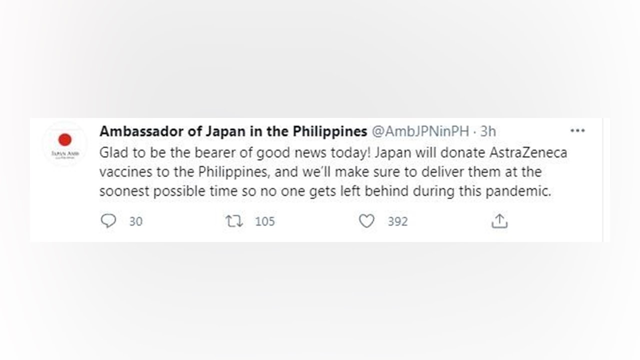Japan, magbibigay ng mga bakuna sa Pilipinas
