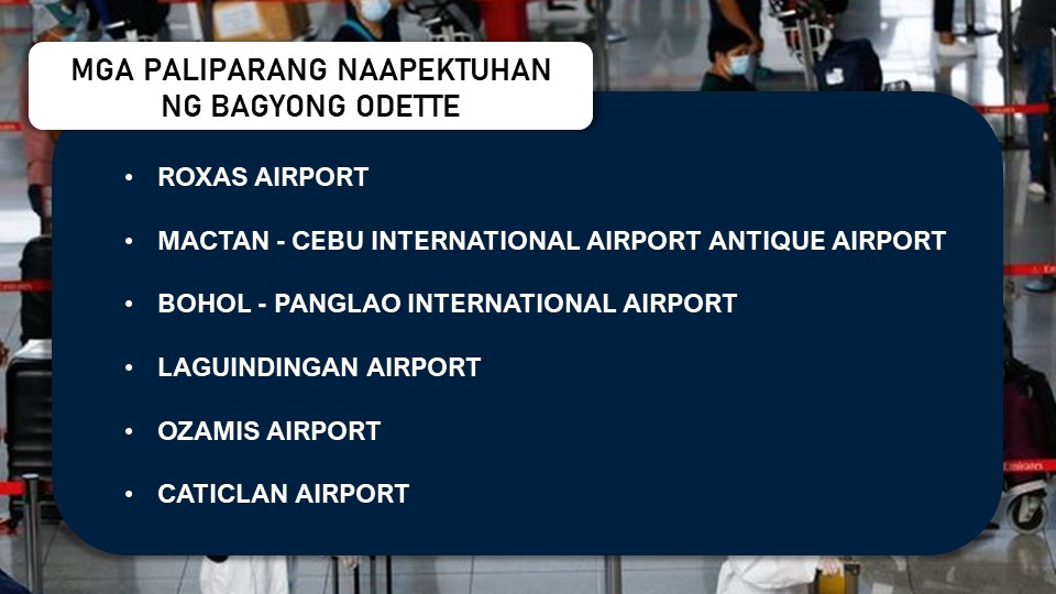Listahan ng mga paliparang naapektuhan ng bagyo, inilabas na ng CAAP