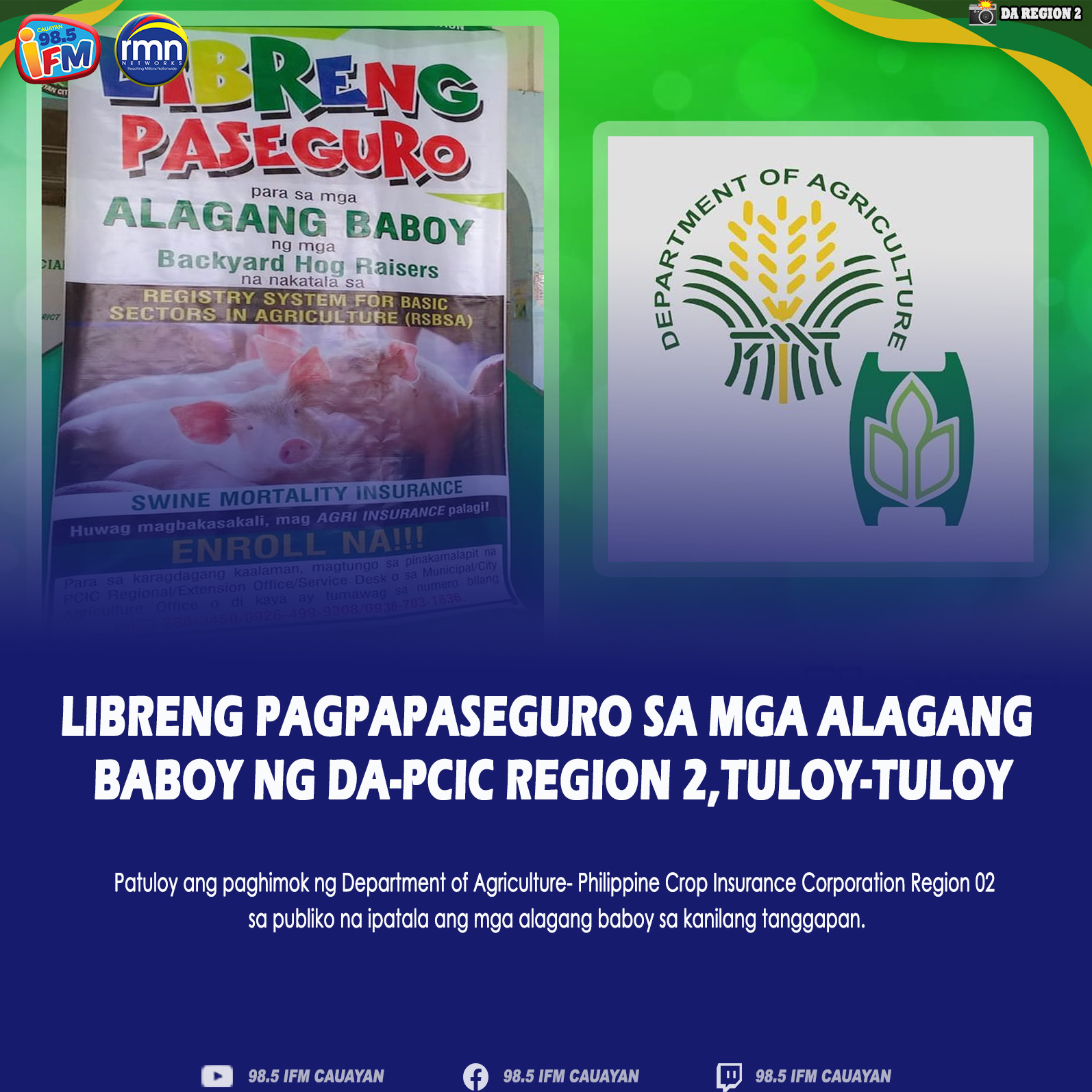 LIBRENG PAGPAPASEGURO SA MGA ALAGANG BABOY NG DA-PCIC REGION 2, TULOY-TULOY