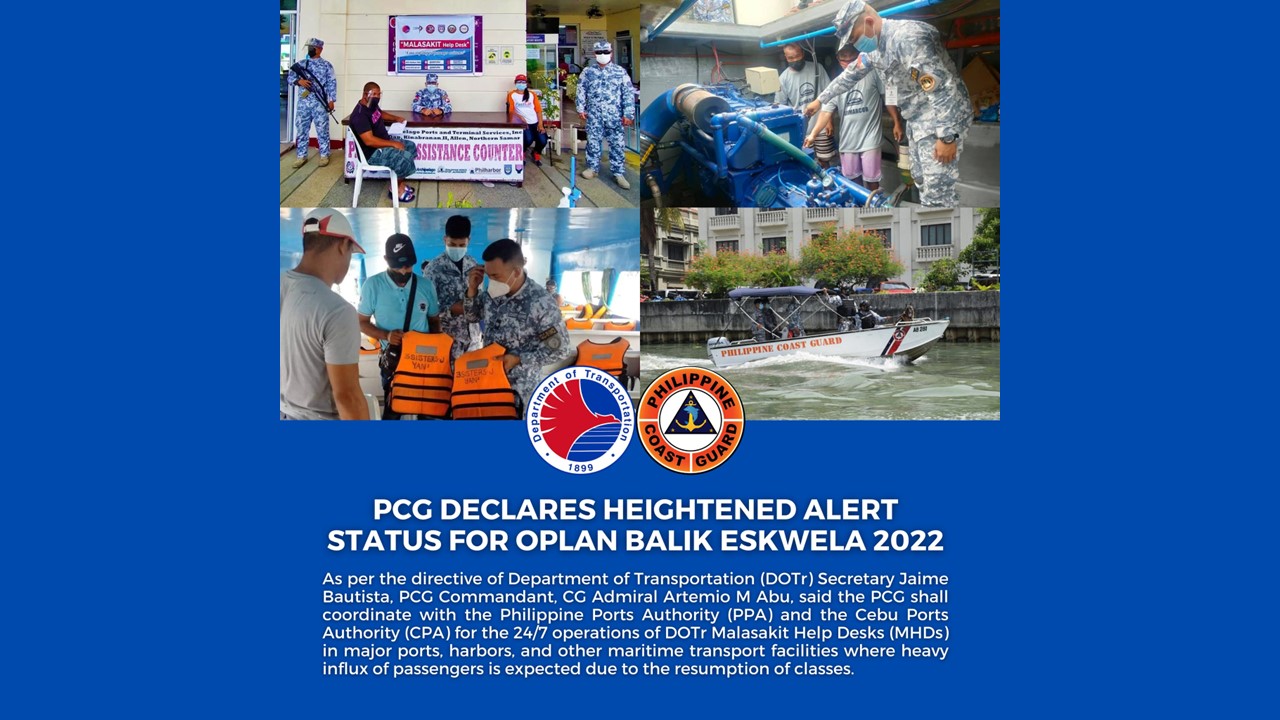 PCG, nagdeklara ng heightened alert para sa Oplan Balik Eskwela 2022