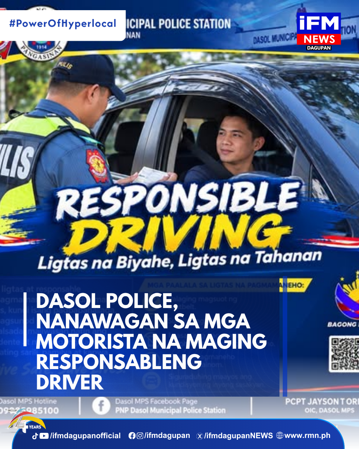 DASOL POLICE, NANAWAGAN SA MGA MOTORISTA NA MAGING RESPONSABLENG DRIVER