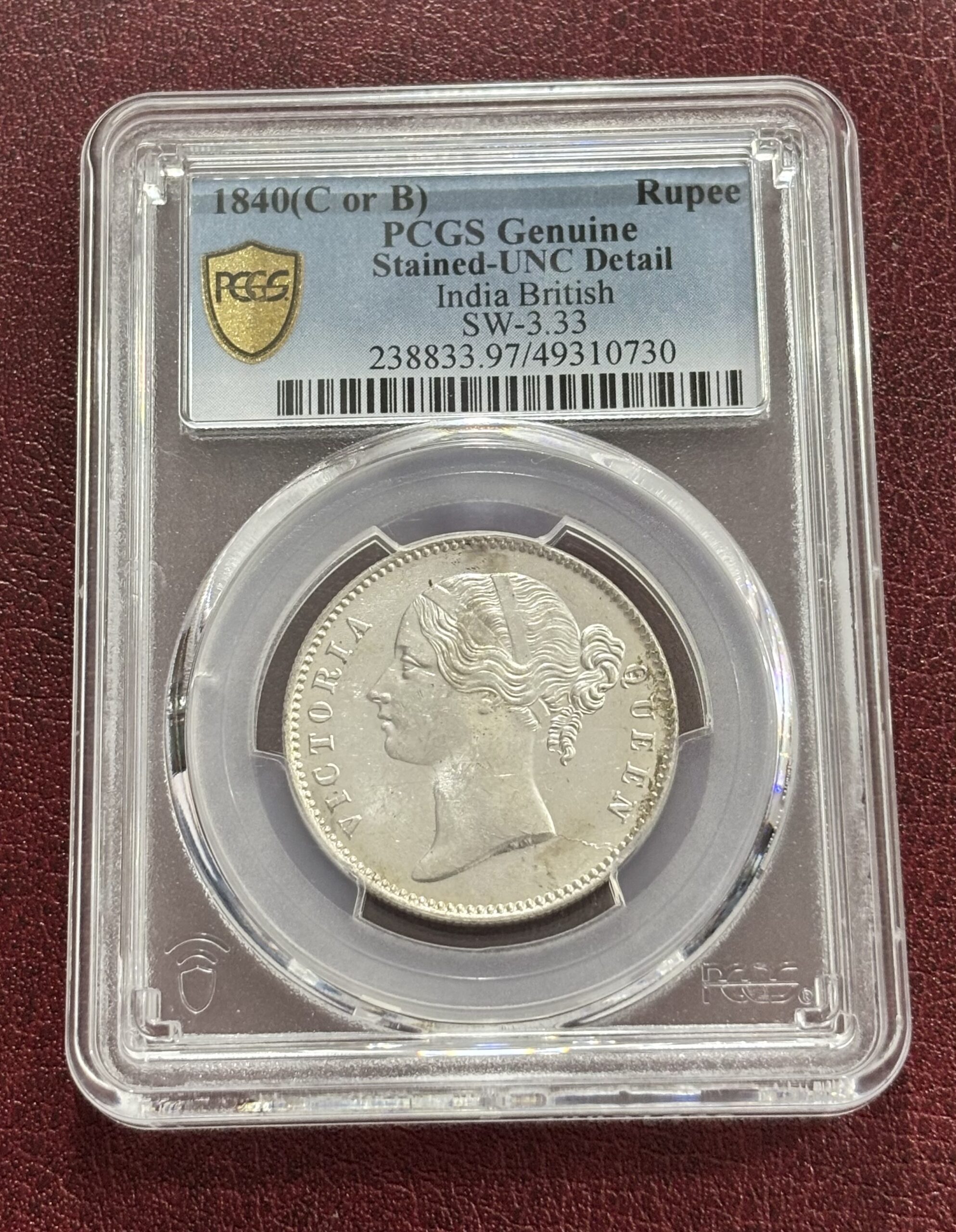 PCGS 1840 East India Company One Rupee Graded Unc Coin | RN Coins ®